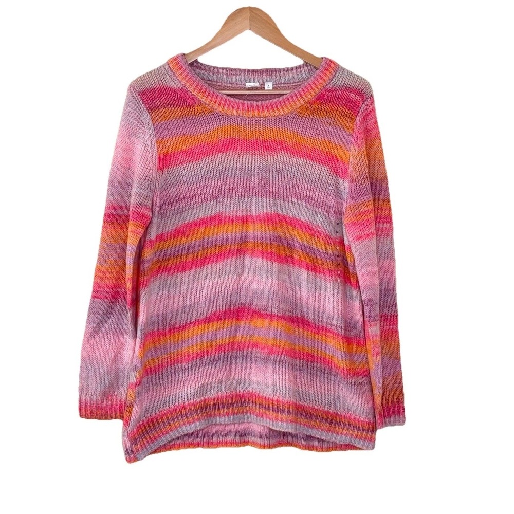 GAP Sweater Womens‎ M Pink Striped Slouchy Lightweight Preppy Soft Girl Coastal